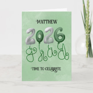 2026 Graduation Card in Green and white