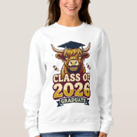 2026 graduation design featuring a highland cow