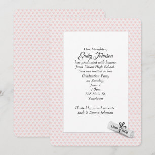 2026 Graduation Diploma on Pink Hearts   Invitation