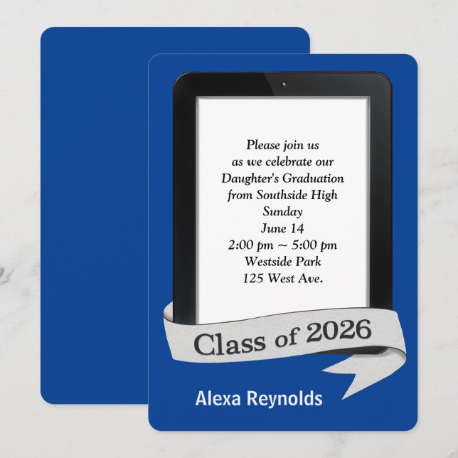 2026 Graduation Electronic Tablet Party   Invitation (Front/Back)