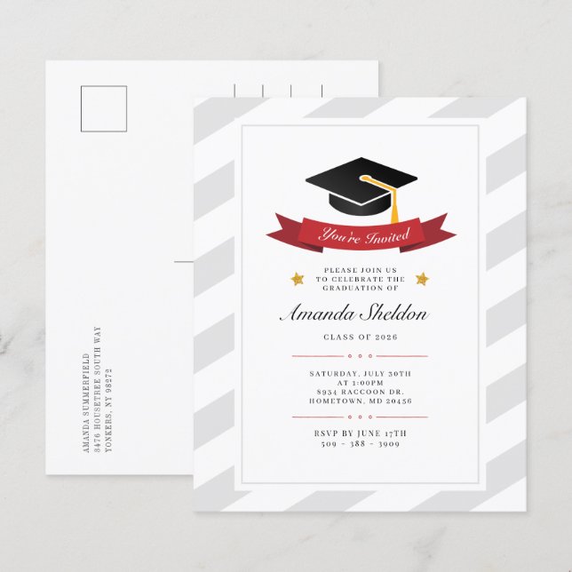 2026 Graduation Elegant Grad Party Invitation (Front/Back)