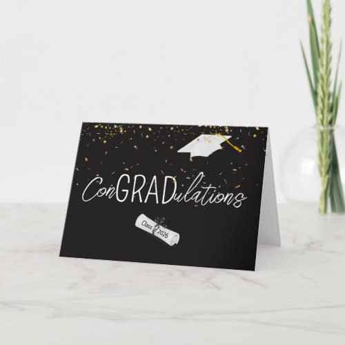 2026 Graduation Gold Confetti and Cap
