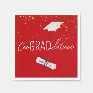 2026 Graduation Gold Confetti and Cap Napkins