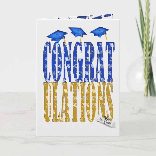 2026 Graduation In Blue and Gold Card (Front)