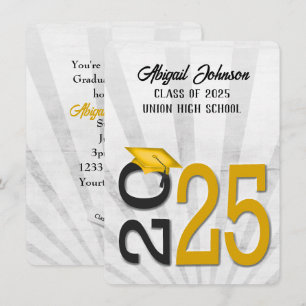 2026 Graduation In Gold and Black  Invitation