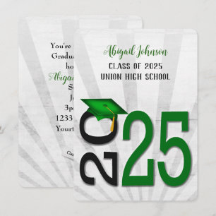 2026 Graduation In Green and Black  Invitation