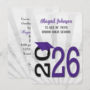 2026 Graduation In Purple and Black Invitation