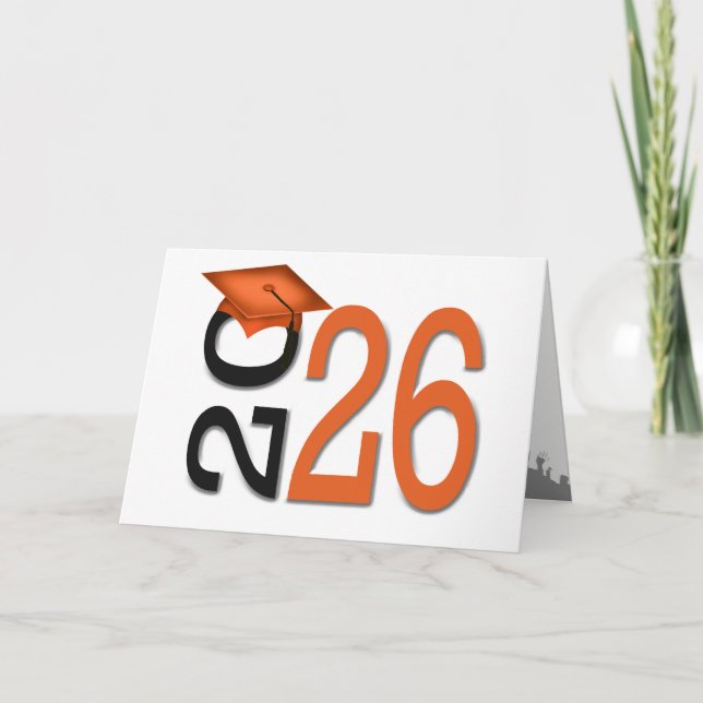 2026 Graduation Orange and Black Colors Card (Front)