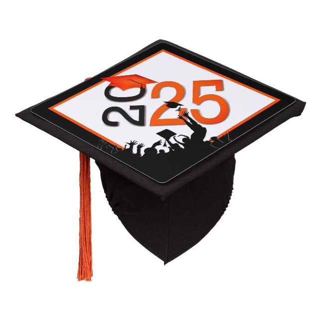 2026 Graduation Orange and Black Graduation Cap Topper (Angled)