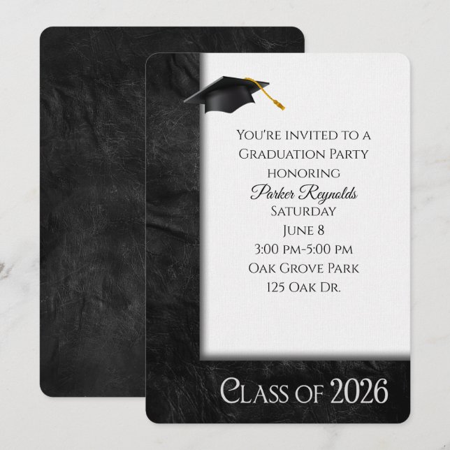 2026 Graduation Party Leather Frame Invitation (Front/Back)