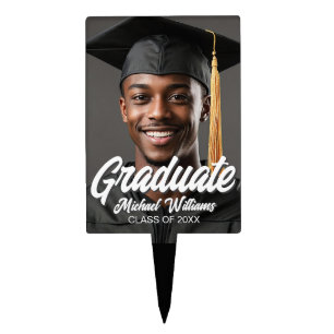 2026 Graduation Party Photo Modern Graduate Cake Topper