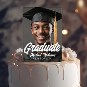 2026 Graduation Party Photo Modern Graduate Cake Topper