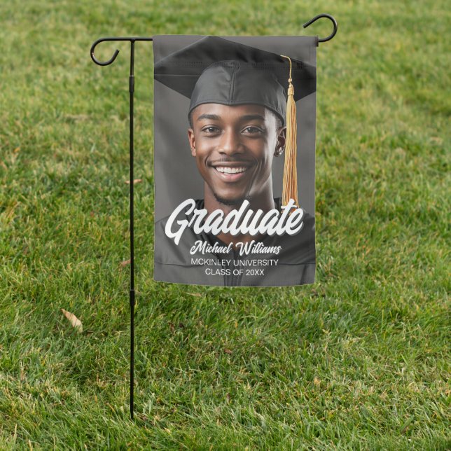 2026 Graduation Party Photo Modern Graduate Garden Flag (In SItu)