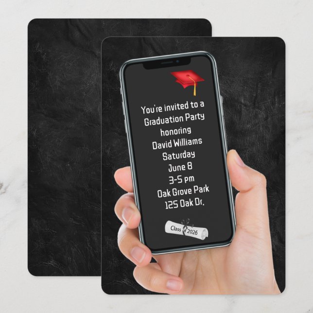 2026 Graduation Party Text Message   Invitation (Front/Back)