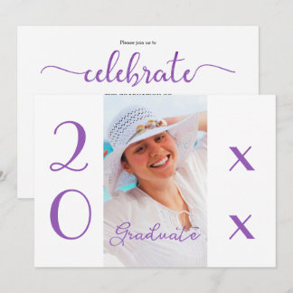 2026 Graduation Photo Modern Violet Script Invitation