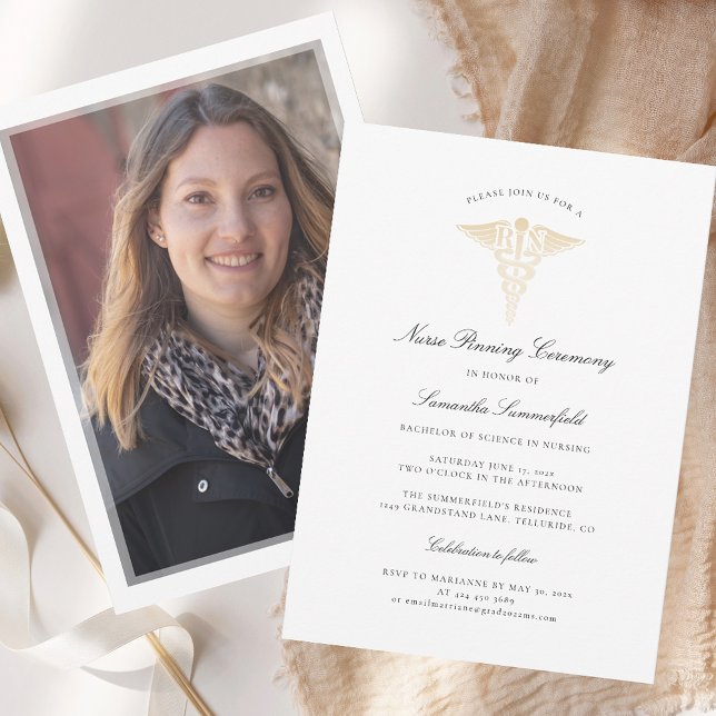 2026 Graduation Photo Nurse Pinning Ceremony Invitation (2025 Graduation Photo Nurse Pinning Ceremony Invitation)
