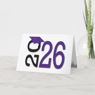 2026 Graduation Purple and Black School Colors Card