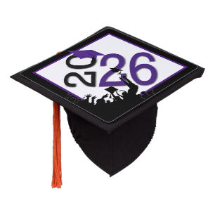 2026 Graduation Purple and White Cap Topper