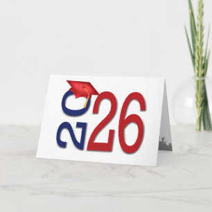 2026 Graduation Red and Blue School Colors Card