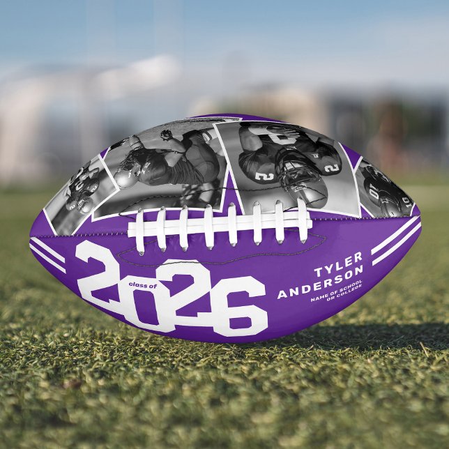 2026 Graduation Senior 4 Photo Purple Football (Creator Uploaded)