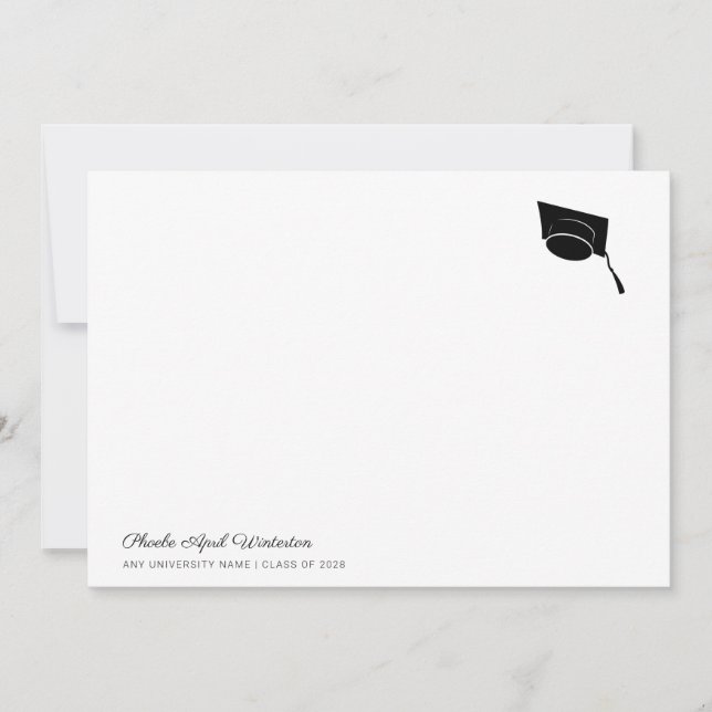 2026 Graduation Simple Typography Grad Cap Note Card (Front)