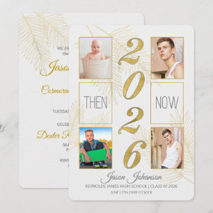 2026 Graduation Then and Now 4 Photo Invitation