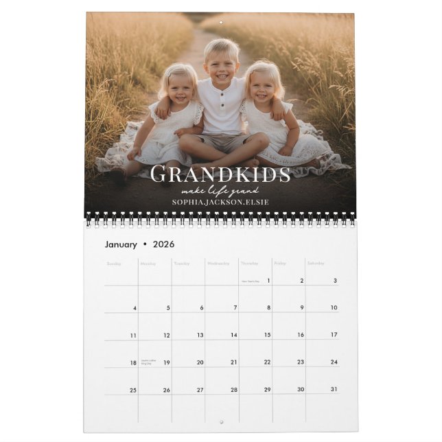 2026 Grandkids Make Life Grand Custom Photo  Calendar (Jan 2026)