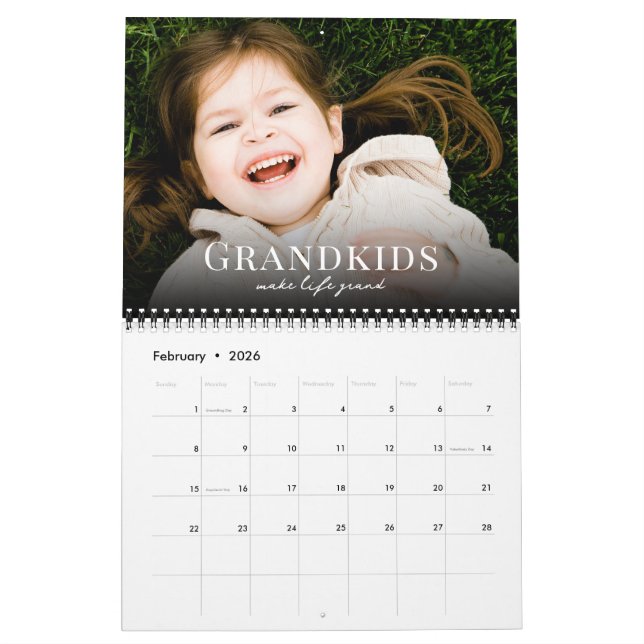 2026 Grandkids Make Life Grand Custom Photo  Calendar (Feb 2026)
