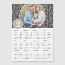 2026 Gray Beige Custom Photo Magnetic Calendar