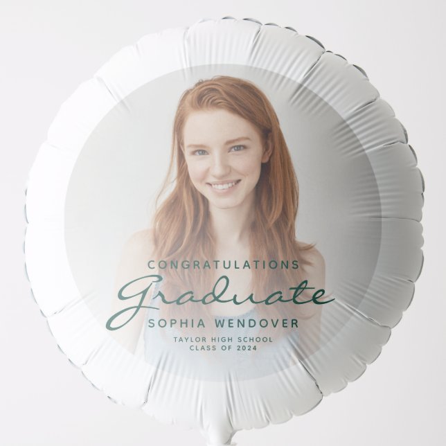 2026 Green Script Photo Graduation Party Balloon (Front)