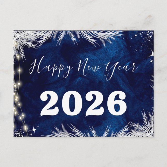 2026,Happy new year!Blue holiday  Postcard (Front)
