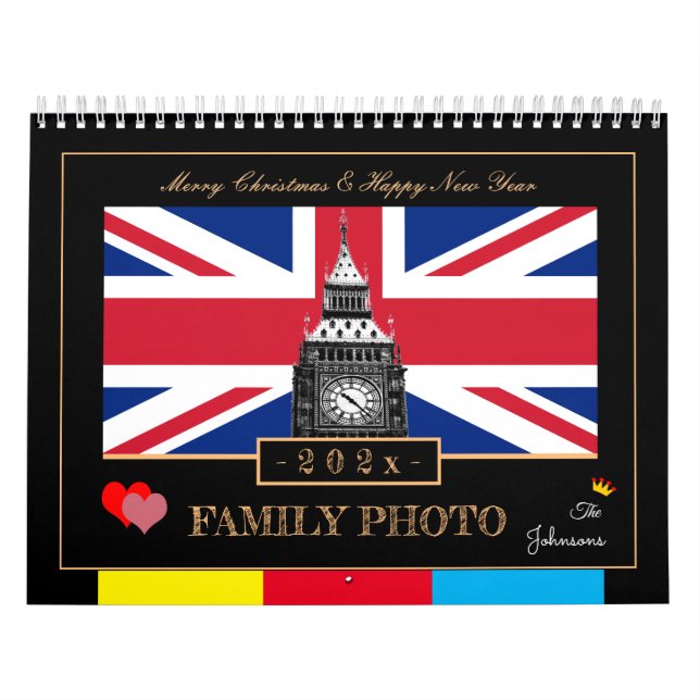 2026 Happy New Year, British Flag, Big Ben UK Calendar (Cover)