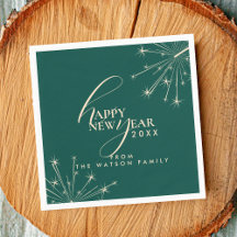 2026 Happy New Year Classy Modern Typography Teal