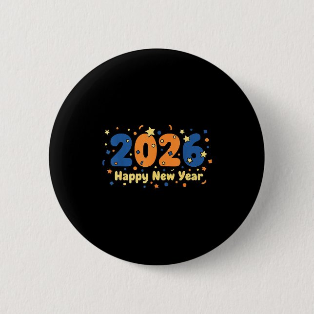 2026 Happy New Year Fireworks Celebration  Button (Front)