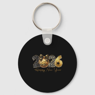 2026 Happy New Year Gold Disco Leopard Bow Coquett Keychain