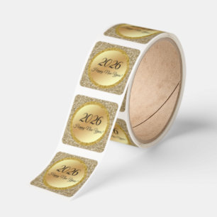 2026 happy new year,gold metallic sparkles   square sticker