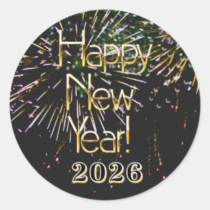 2026,Happy new year!holiday Firework Merry Christm Classic Round Sticker