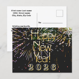 2026,Happy new year holiday Firework Merry Christm Postcard