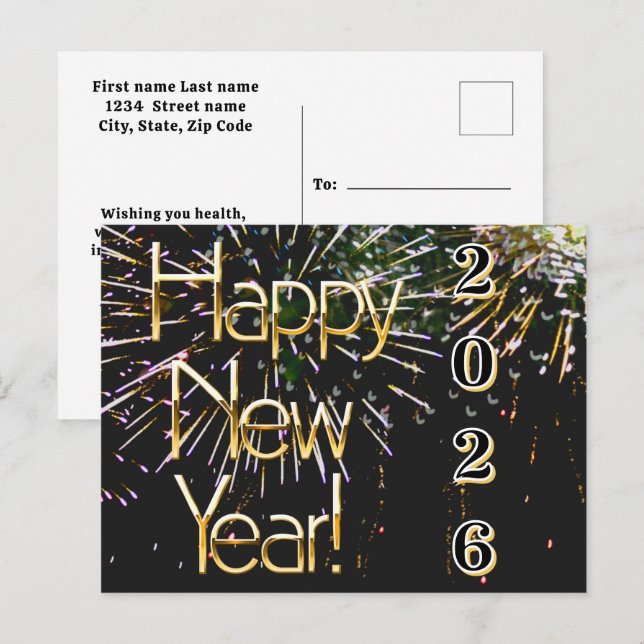 2026,Happy new year!holiday Firework Merry Christm Postcard (Front/Back)