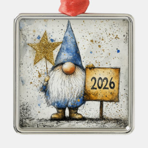 2026, Happy New Year Metal Ornament