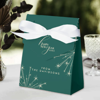 2026 Happy New Year Modern Classic Teal Typography Favor Boxes