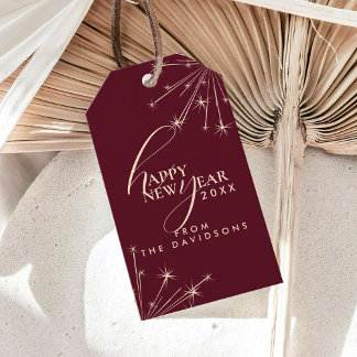 2026 Happy New Year Modern Festive Typography Gift Tags