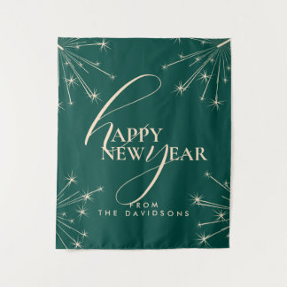2026 Happy New Year Modern Festive Typography Tapestry