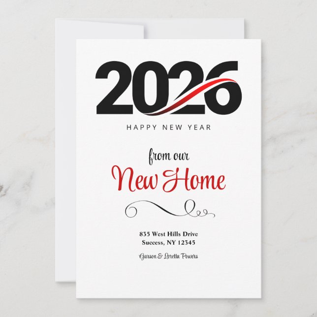 2026 Happy New Year New Home Announcement/ Invitation (Front)