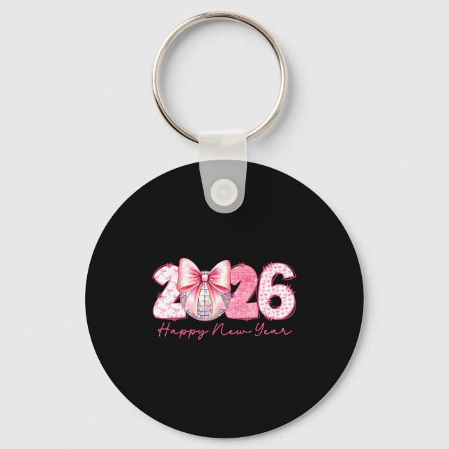 2026 Happy New Year Nk Coquette Preppy Disco Girly Keychain (Front)