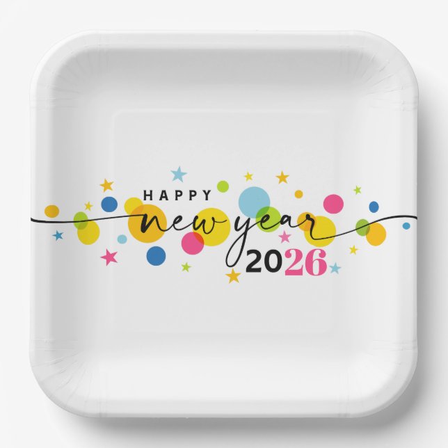 2026 Happy New Year  Paper Plates (Front)