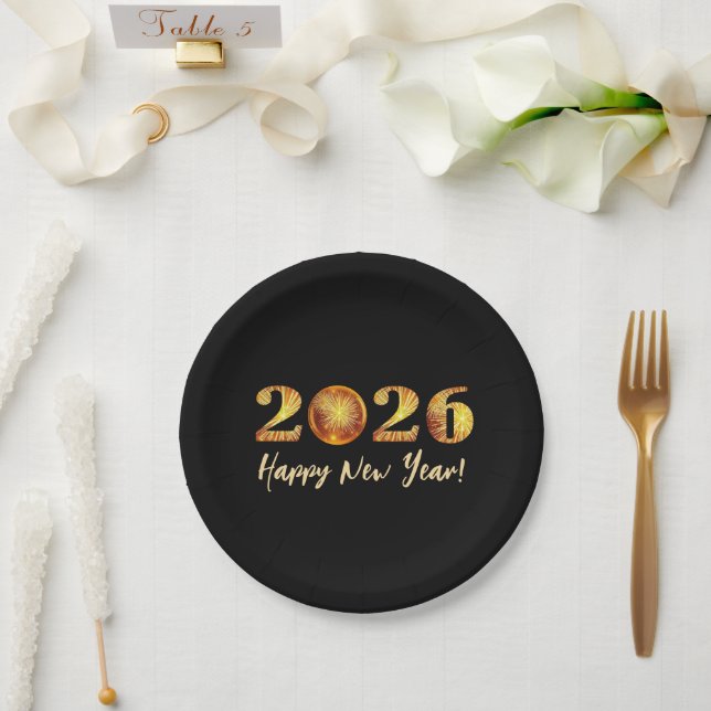 2026 Happy New Year Paper Plates (Wedding)