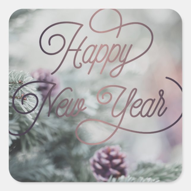 2026 Happy New Year Pink Custom  Business Square Sticker (Front)
