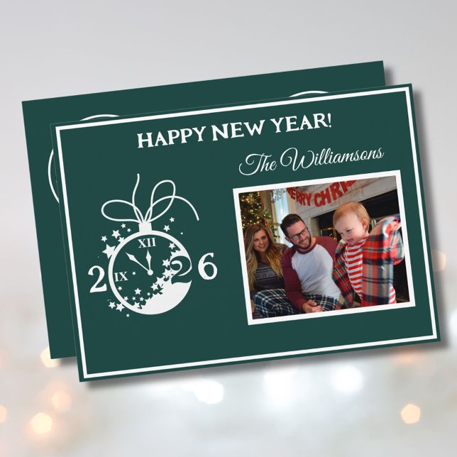 2026 Happy New Year's 4 Photo Clock Card (Creator Uploaded)