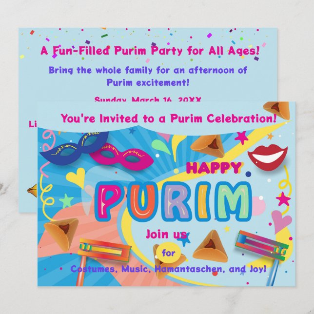 2026 Happy Purim Festival Invitation (Front/Back)